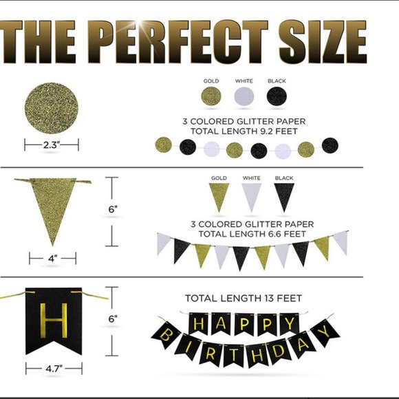 Black & Gold Birthday Party Decoration set - Picture 8 of 8